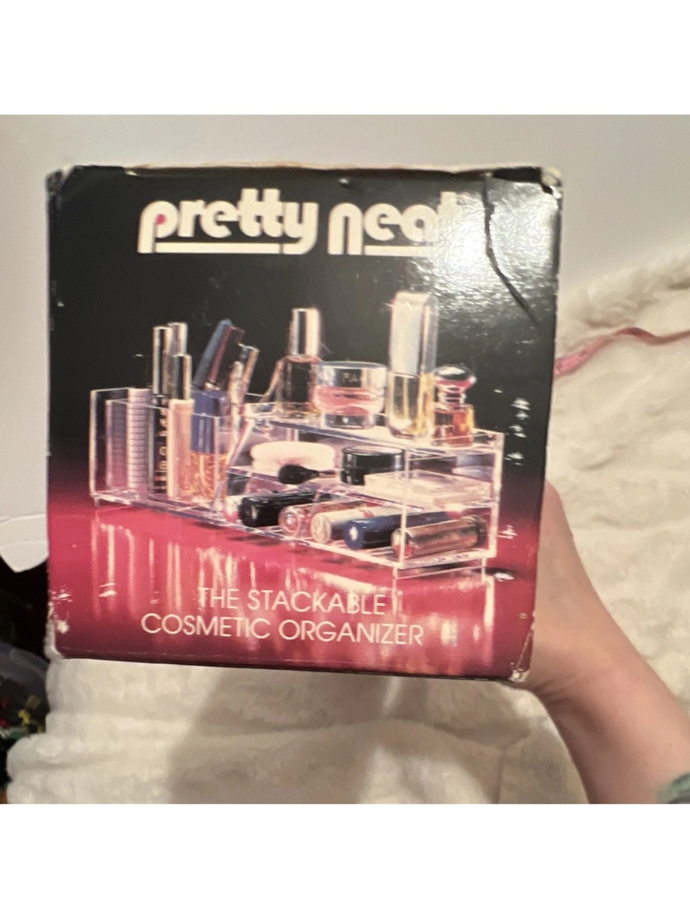 Vintage Pretty Neat Clear Lucite Cosmetics Organizer New in Box Rare Free Bonus